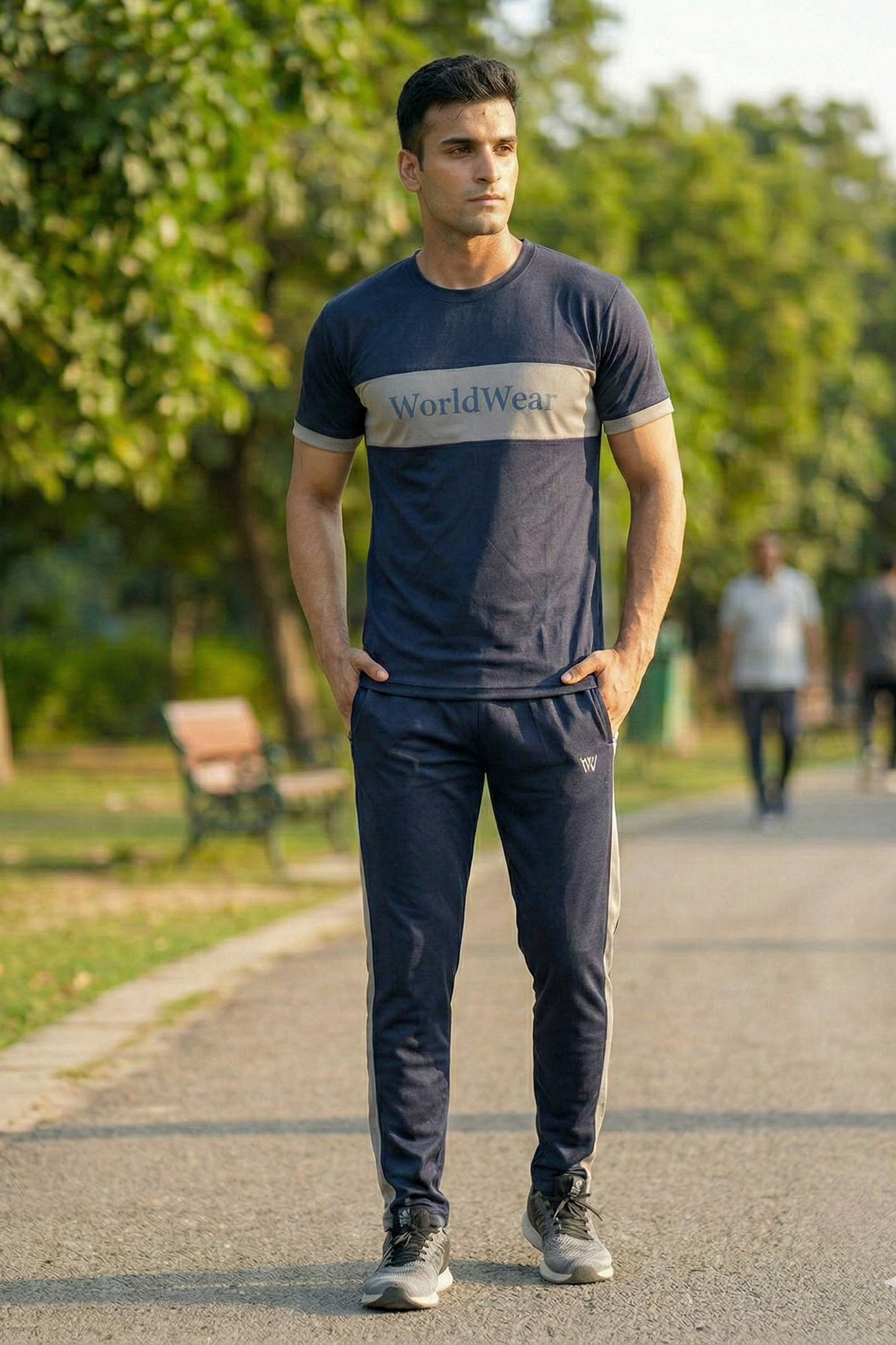 WorldWear Men’s Navy Blue Summer Tracksuit – Premium Cotton Casual Set