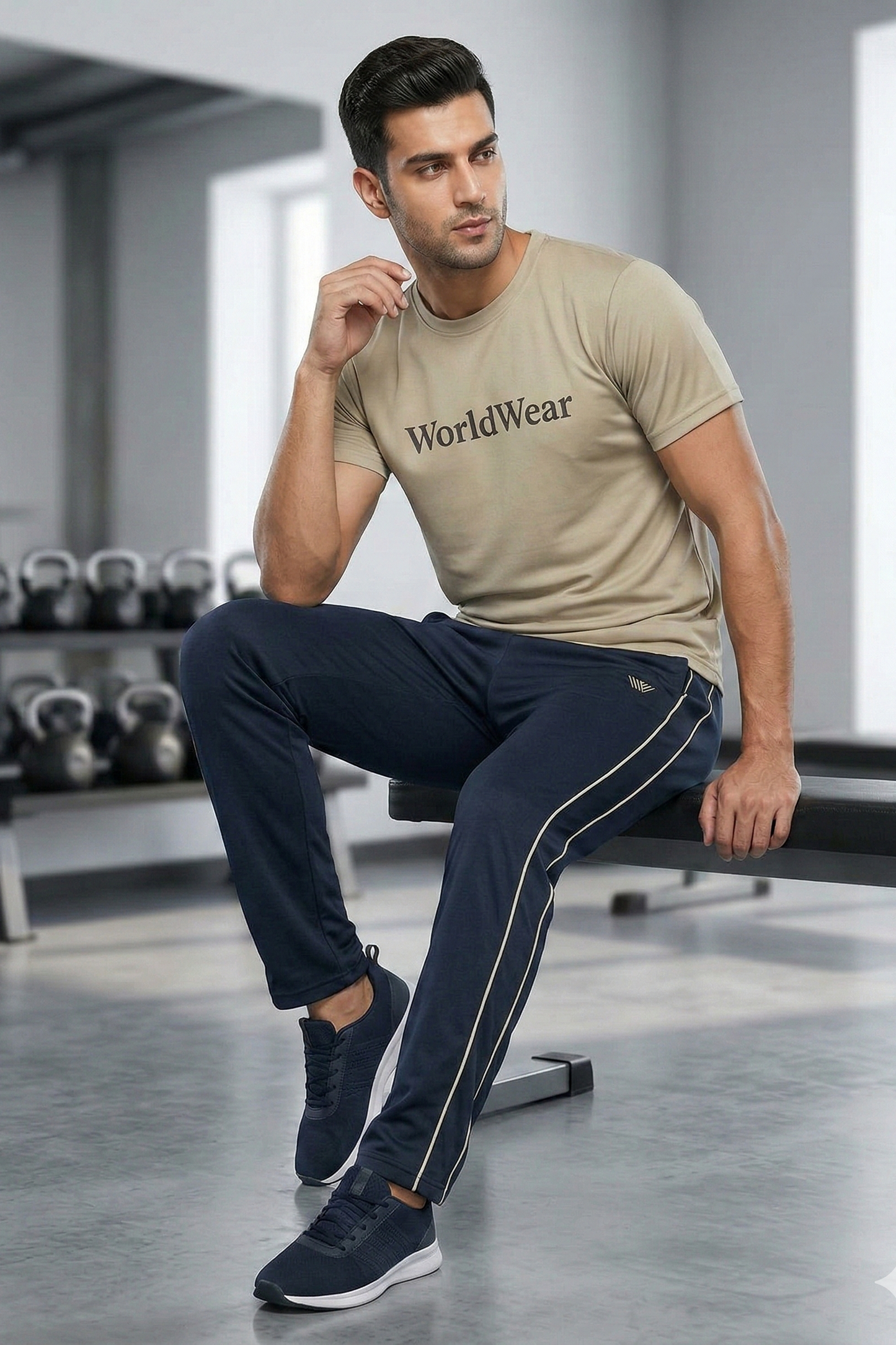 WorldWear Premium Slim Fit Gym Tracksuit for Men – Breathable Summer Activewear