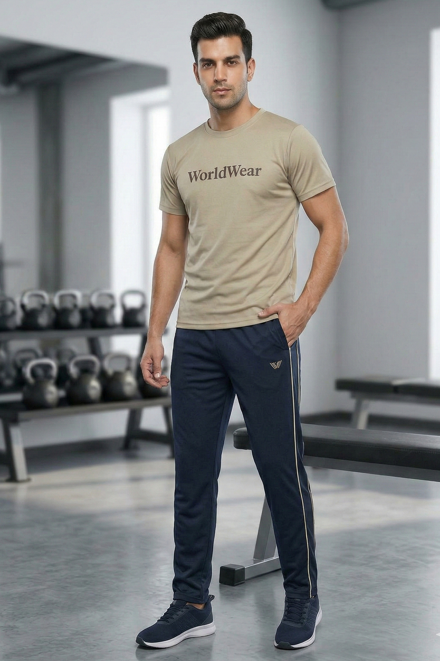 WorldWear Premium Slim Fit Gym Tracksuit for Men – Breathable Summer Activewear