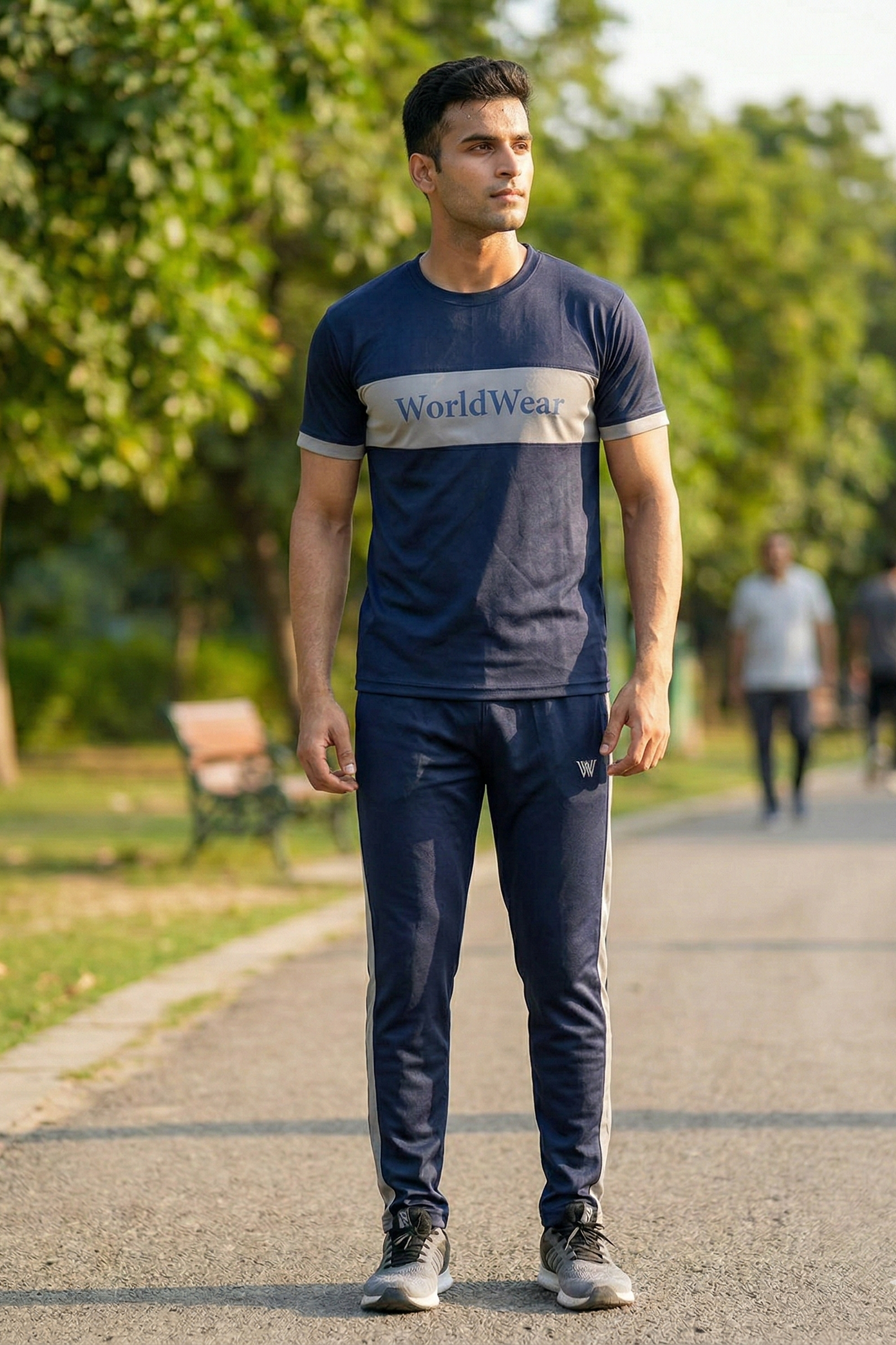 WorldWear Men’s Navy Blue Summer Tracksuit – Premium Cotton Casual Set