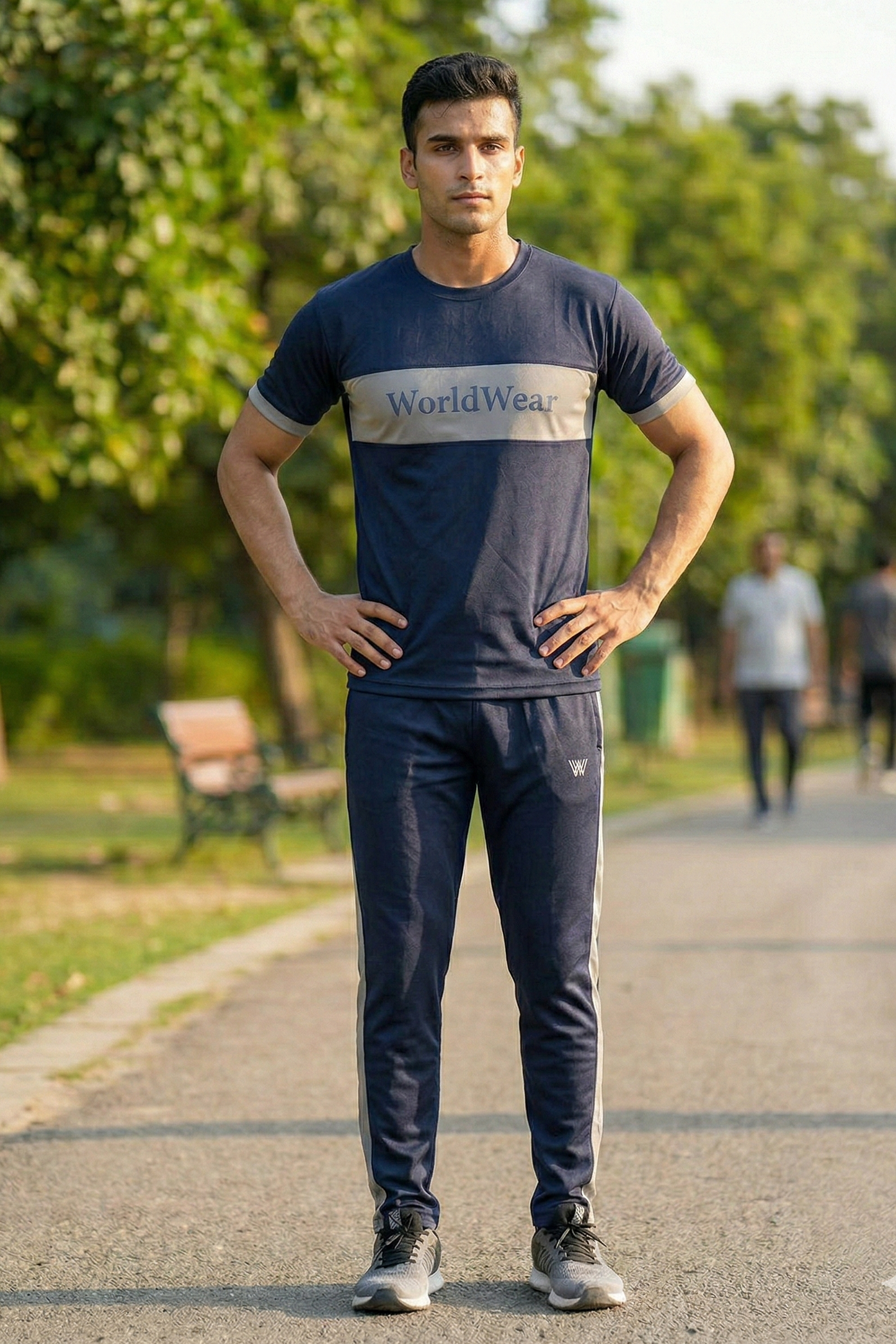 WorldWear Men’s Navy Blue Summer Tracksuit – Premium Cotton Casual Set